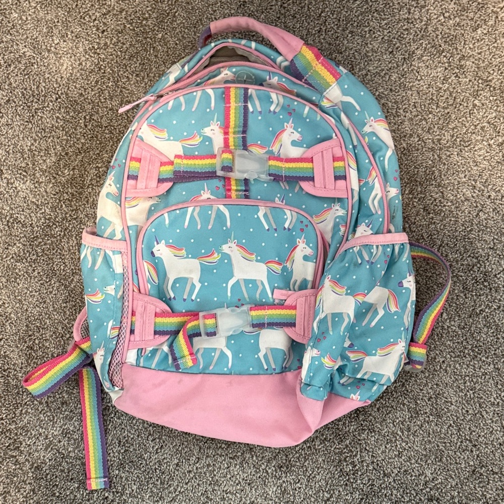 Pottery Barn Kids Unicorn Backpack - Blue and Pink